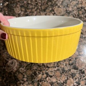 Vintage Rare Hall Ribbed Round Baking Dish in Mustard / Sunny Yellow